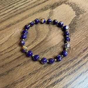Purple Hand-Rolled Beaded Bracelet - excellent condition